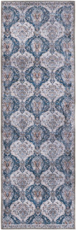 McCall · Damask rug, blue and ivory