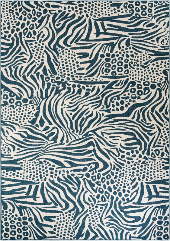 10' x 14' Whittier · Animal print Outdoor Rug, navy blue and ivory