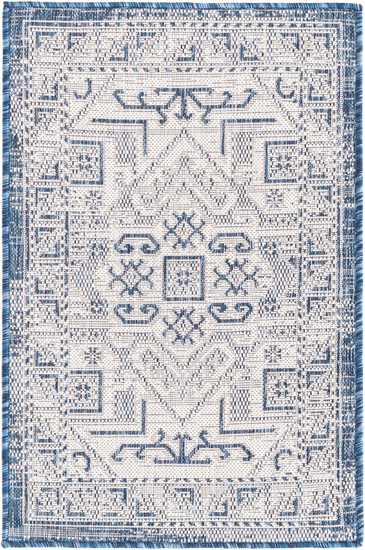 2' x 3' Estuary · Border Outdoor Rug, blue