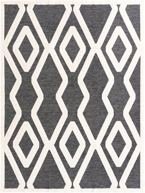10' x 13' Armstead · Geometric trellis rug, gray and ivory