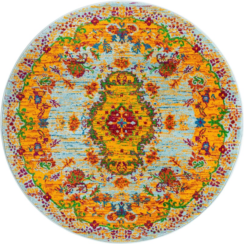 Preston · Medallion rug, aqua