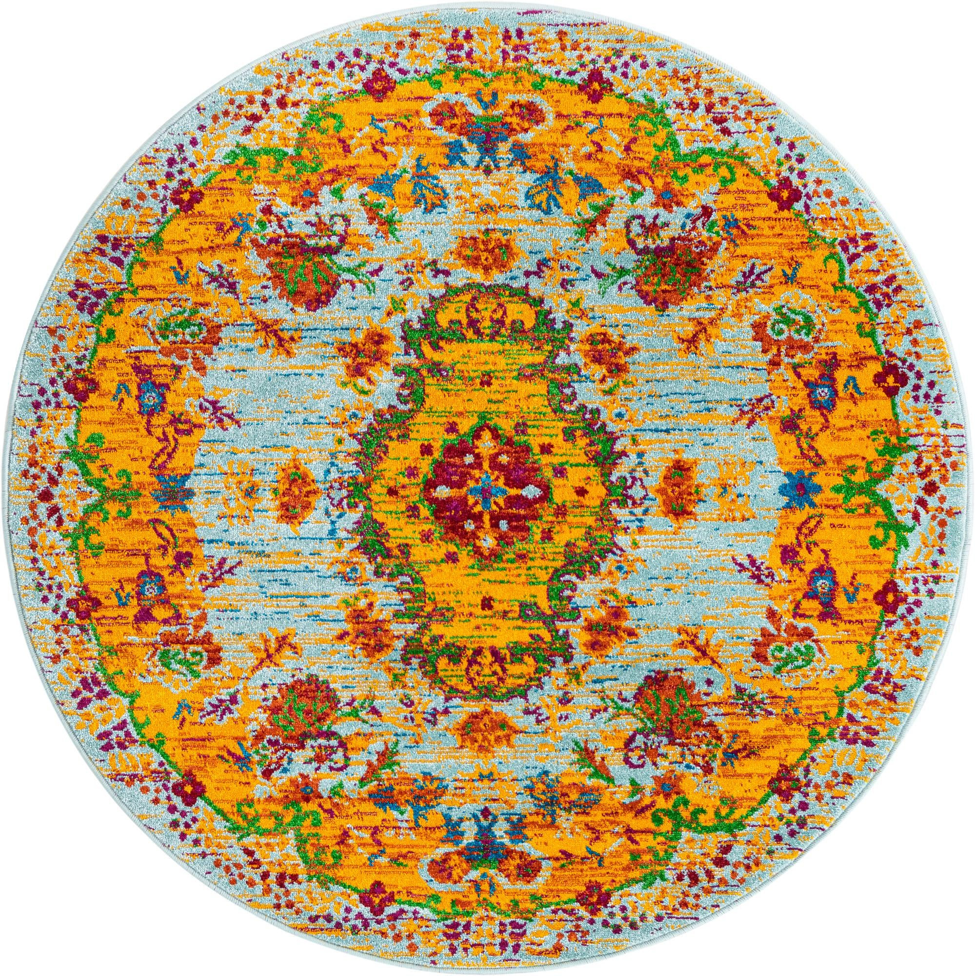 4' x 4' Preston · Medallion rug, aqua