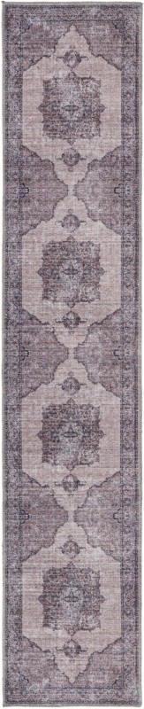 Hazelle · Medallion Washable Rug, ivory and gray