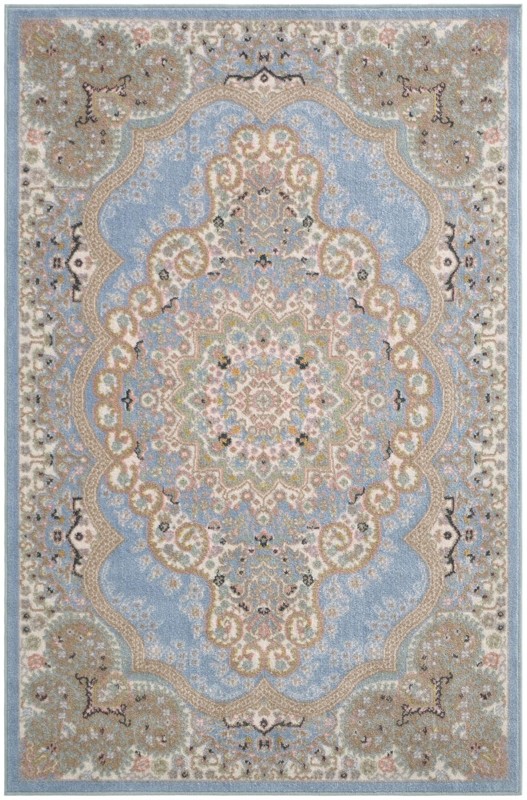 4' x 6' Candlelight · Medallion Washable Rug, light blue and ivory