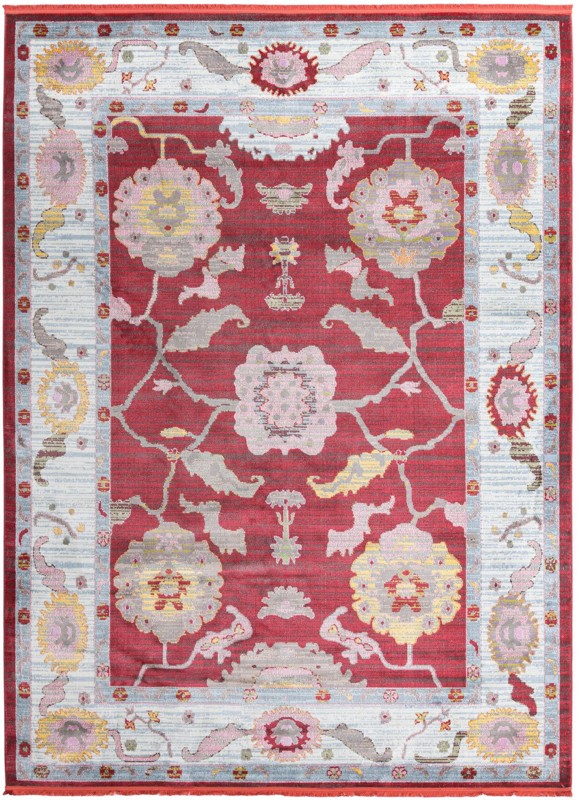 9' x 12' Pope · Border rug, red