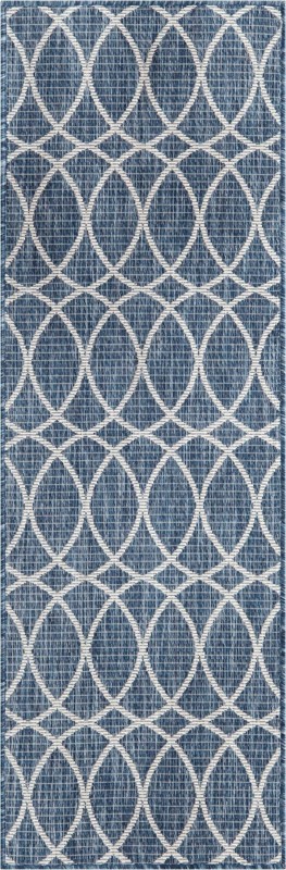 2' x 6' Atkins · Geometric Outdoor Rug, blue