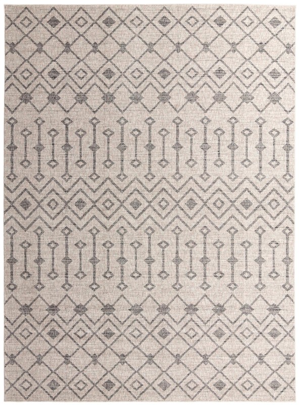10' x 13' Harlan · Geometric tribal rug, ivory and gray