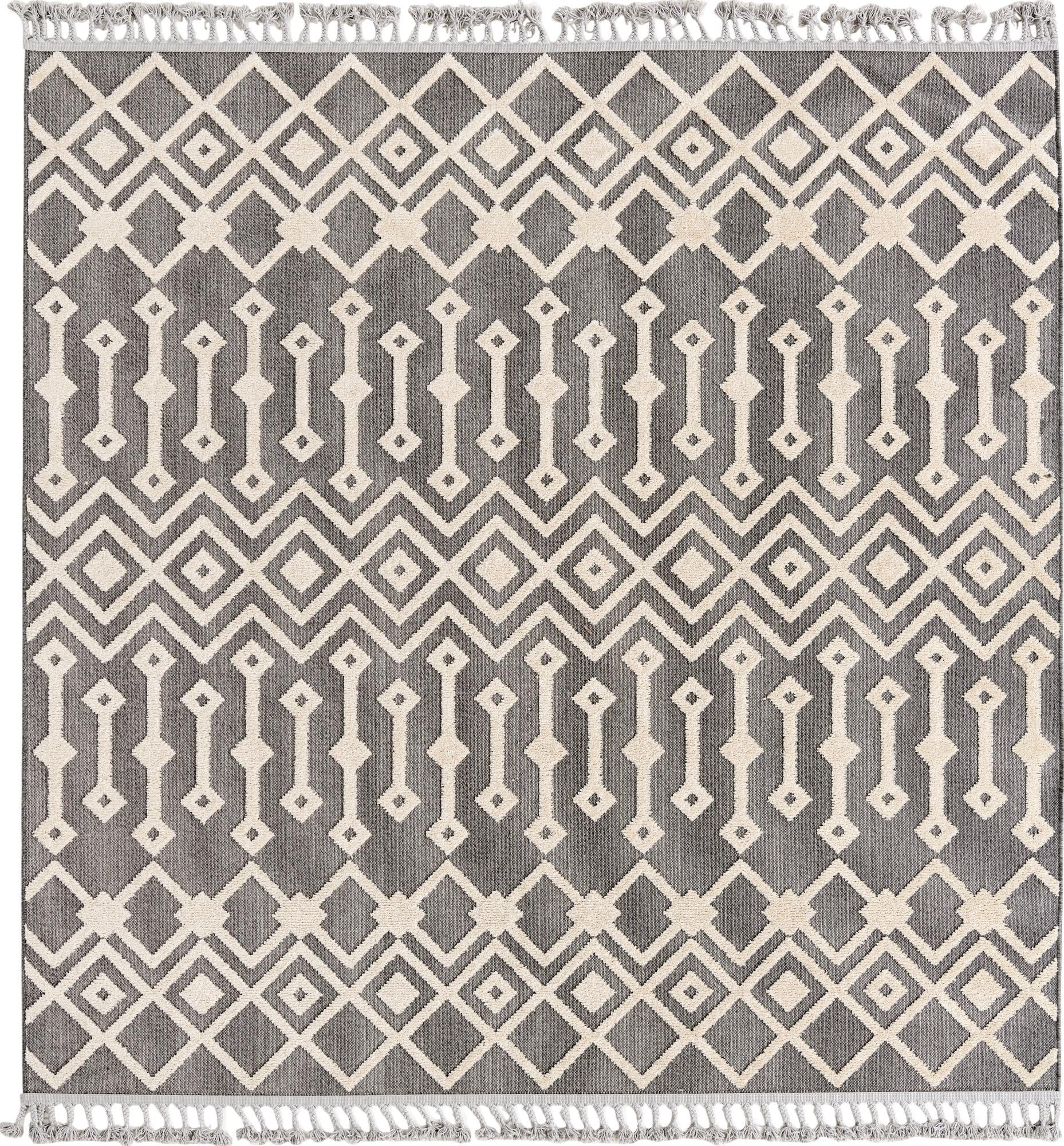 7' 10 x 7' 10 Rothwell · Diamond rug, charcoal