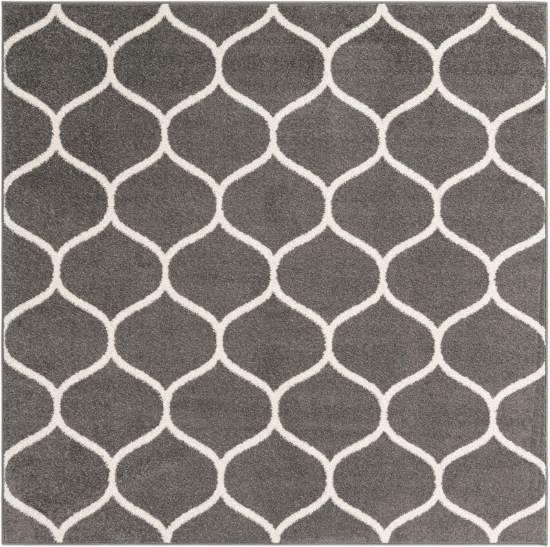 4' x 4' Ingram · Lattice rug, dark gray and ivory