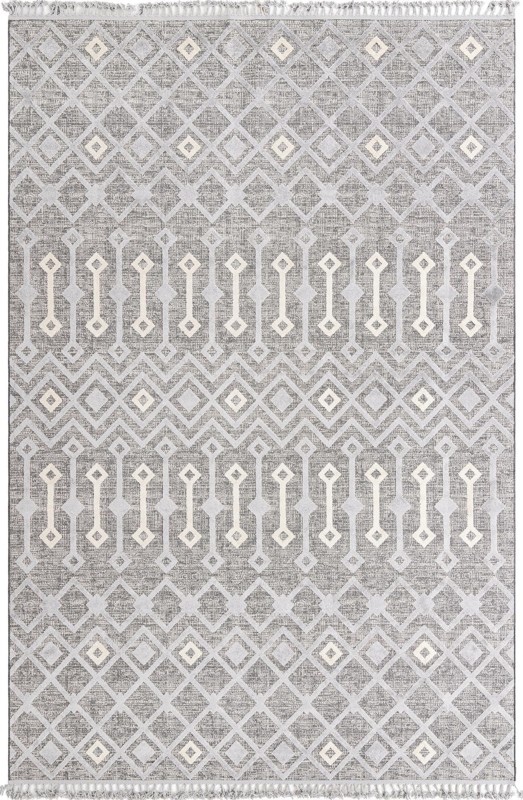 9' 10 x 14' Rothwell · Geometric lattice rug, gray and beige