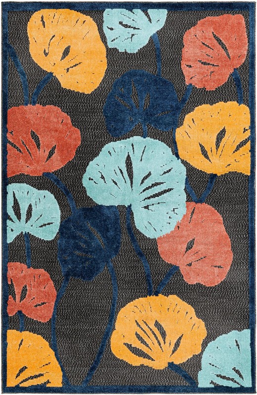 Slade · Floral / botanical Outdoor Rug, charcoal