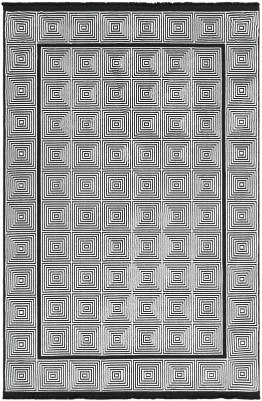 4' x 6' Goddard · Border rug, black and white