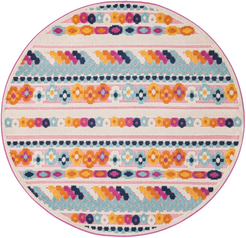 5' 3 x 5' 3 Tanner · Border Outdoor Rug, pink