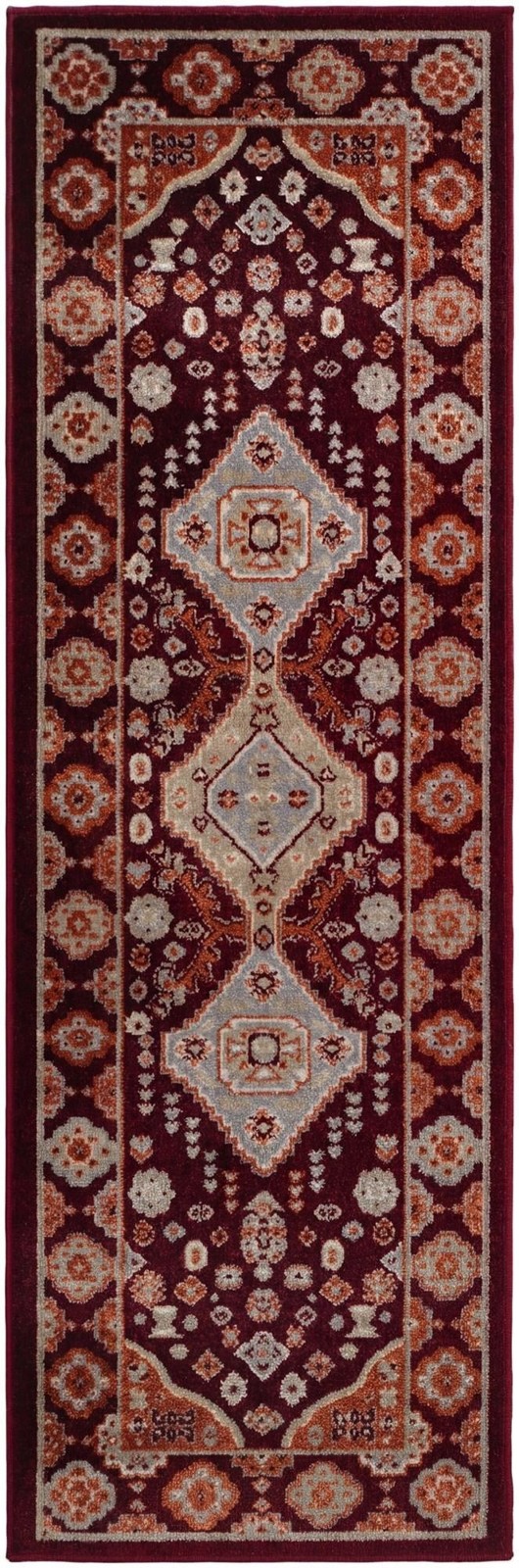 2' x 6' Middlebury · Border Washable Rug, burgundy red