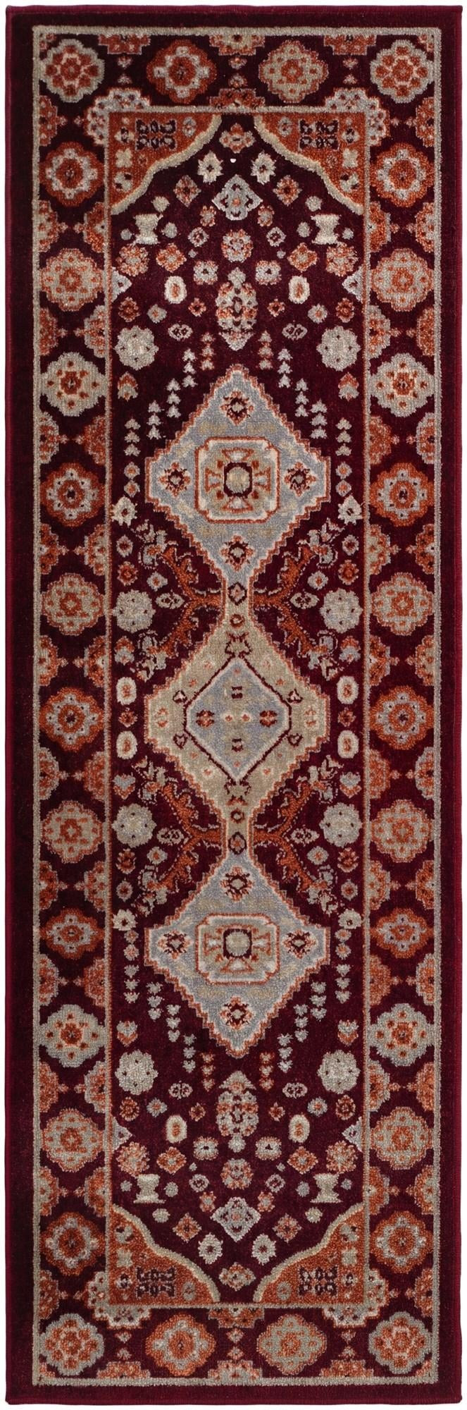 2' x 6' Middlebury · Border Washable Rug, burgundy red