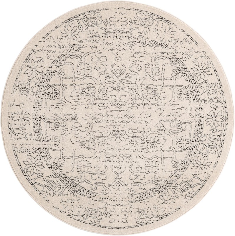 Taos · Botanical border rug, white and black