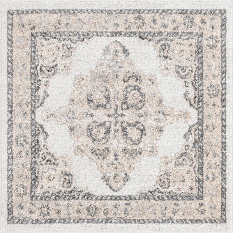 Selby · Medallion rug, ivory and gray