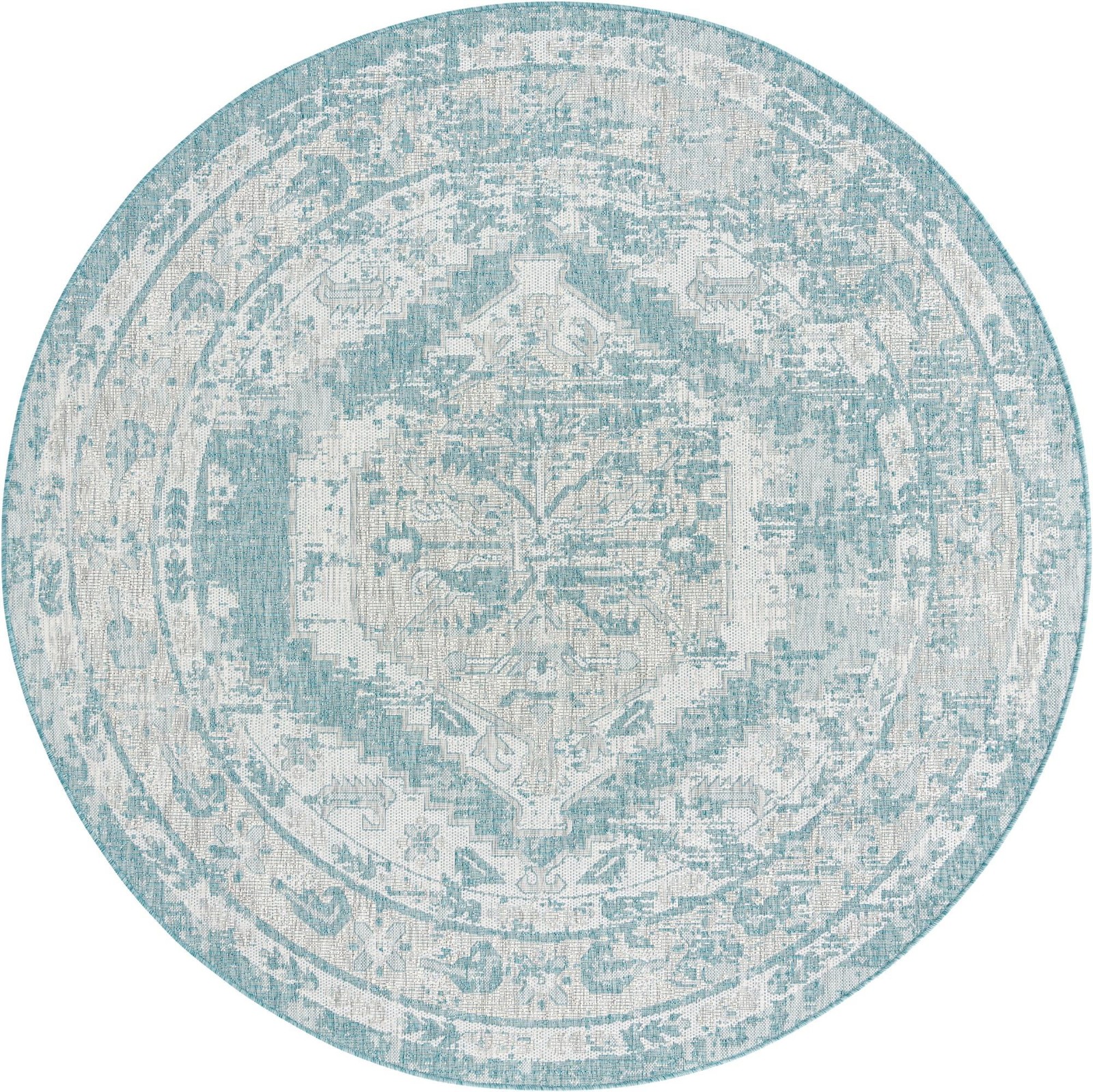 7' 10 x 7' 10 Wylie · Border Outdoor Rug, aqua