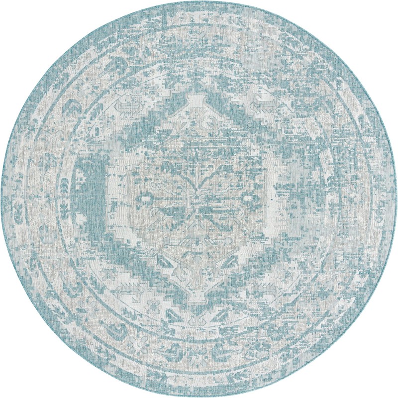 7' 10 x 7' 10 Wylie · Border Outdoor Rug, aqua
