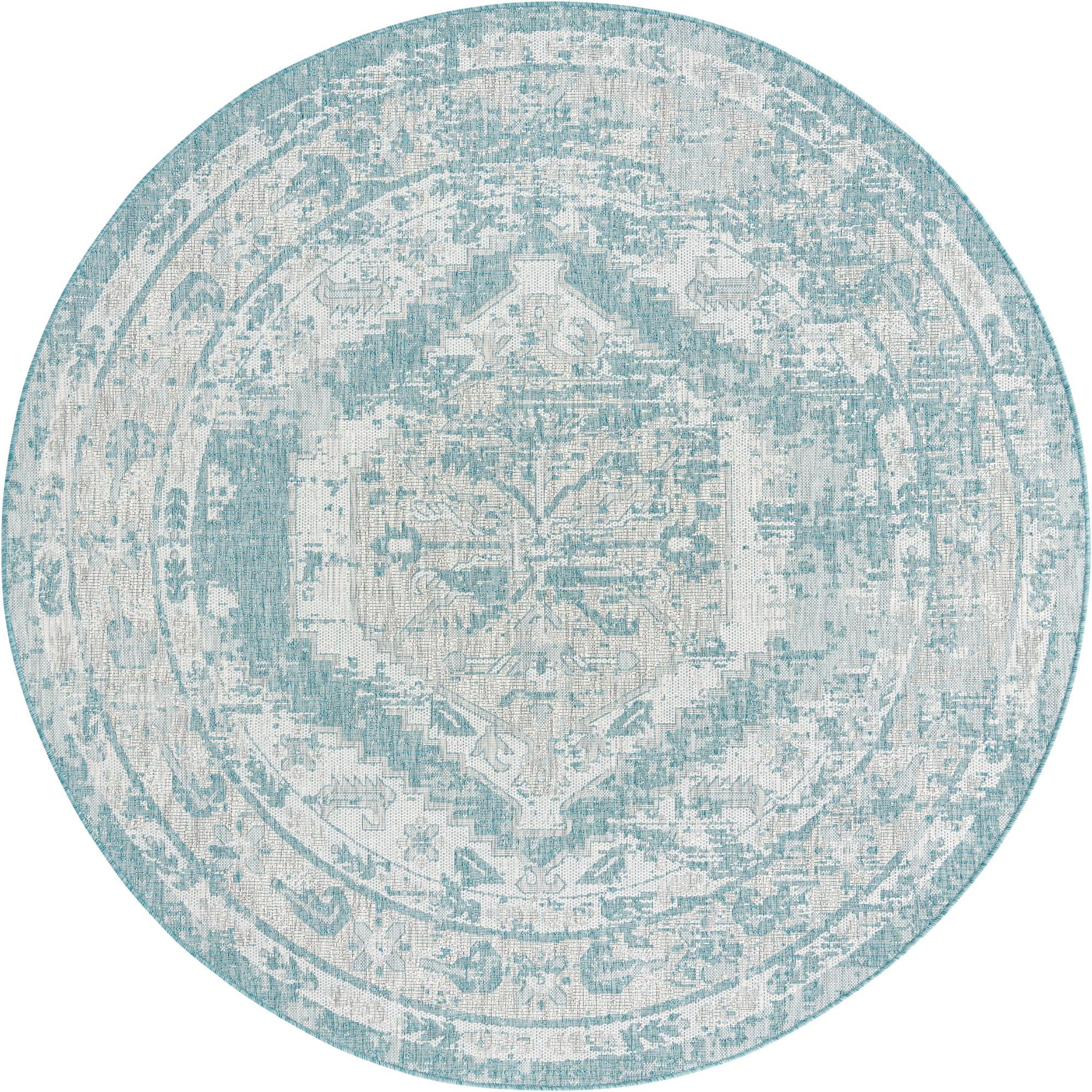 7' 10 x 7' 10 Wylie · Border Outdoor Rug, aqua