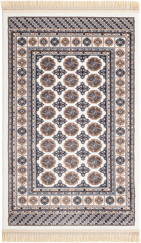 3' x 5' 3 Pitcairn · Geometric medallion rug, ivory and navy