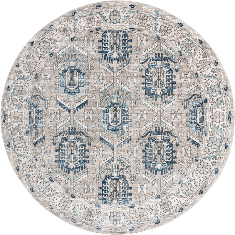 12' x 12' Bozeman · Tribal medallion rug, gray and blue
