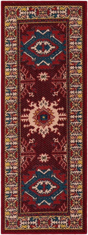 2' x 5' Waxwing · Border Outdoor Rug, red
