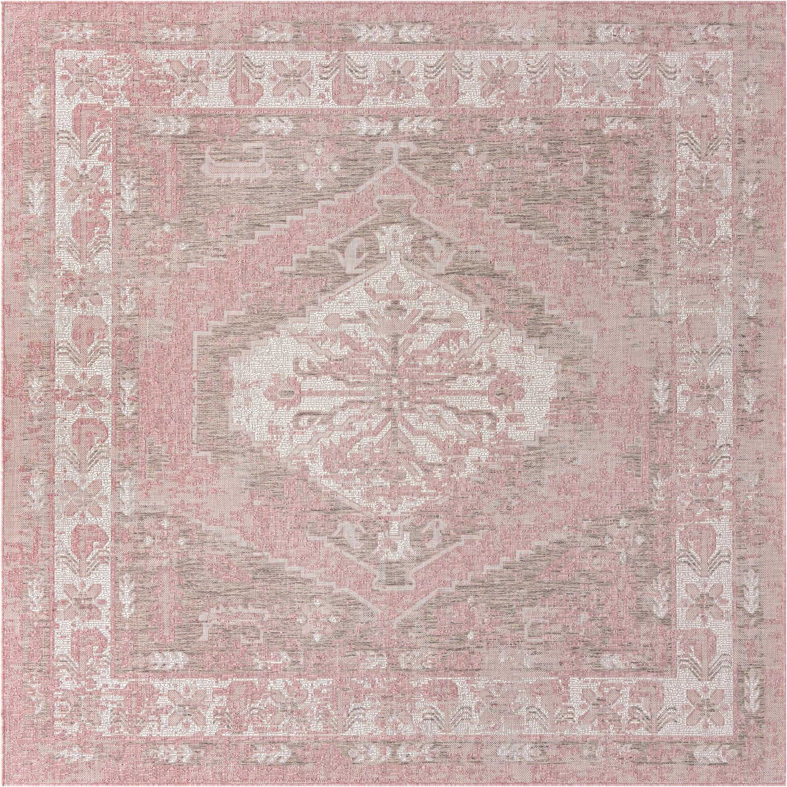 7' 10 x 7' 10 Wylie · Border Outdoor Rug, pink