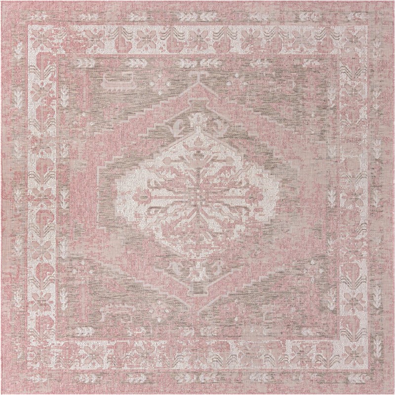7' 10 x 7' 10 Wylie · Border Outdoor Rug, pink