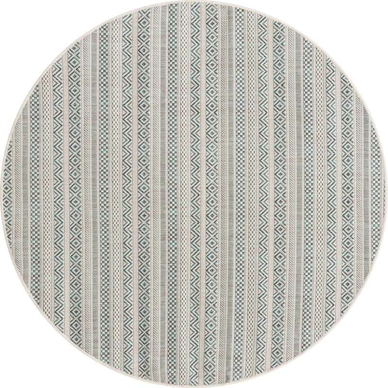 5' 3 x 5' 3 Merlin · Chevron Outdoor Rug, teal