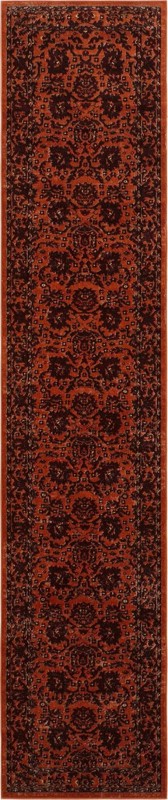 2' 7 x 13' Channing · Border rug, rust