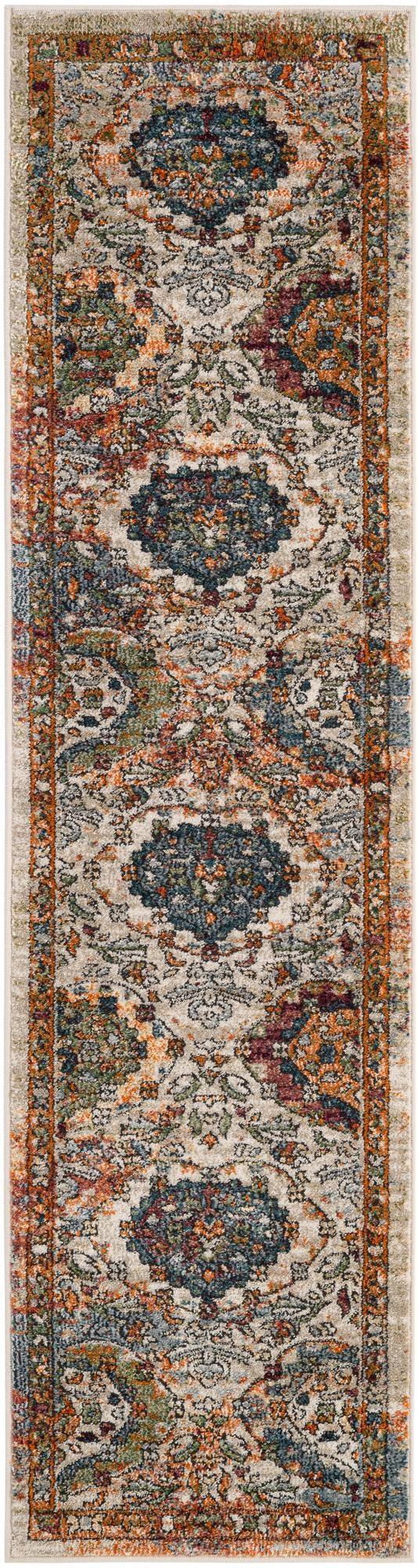 2' x 8' Kirby · Medallion rug, multi and orange