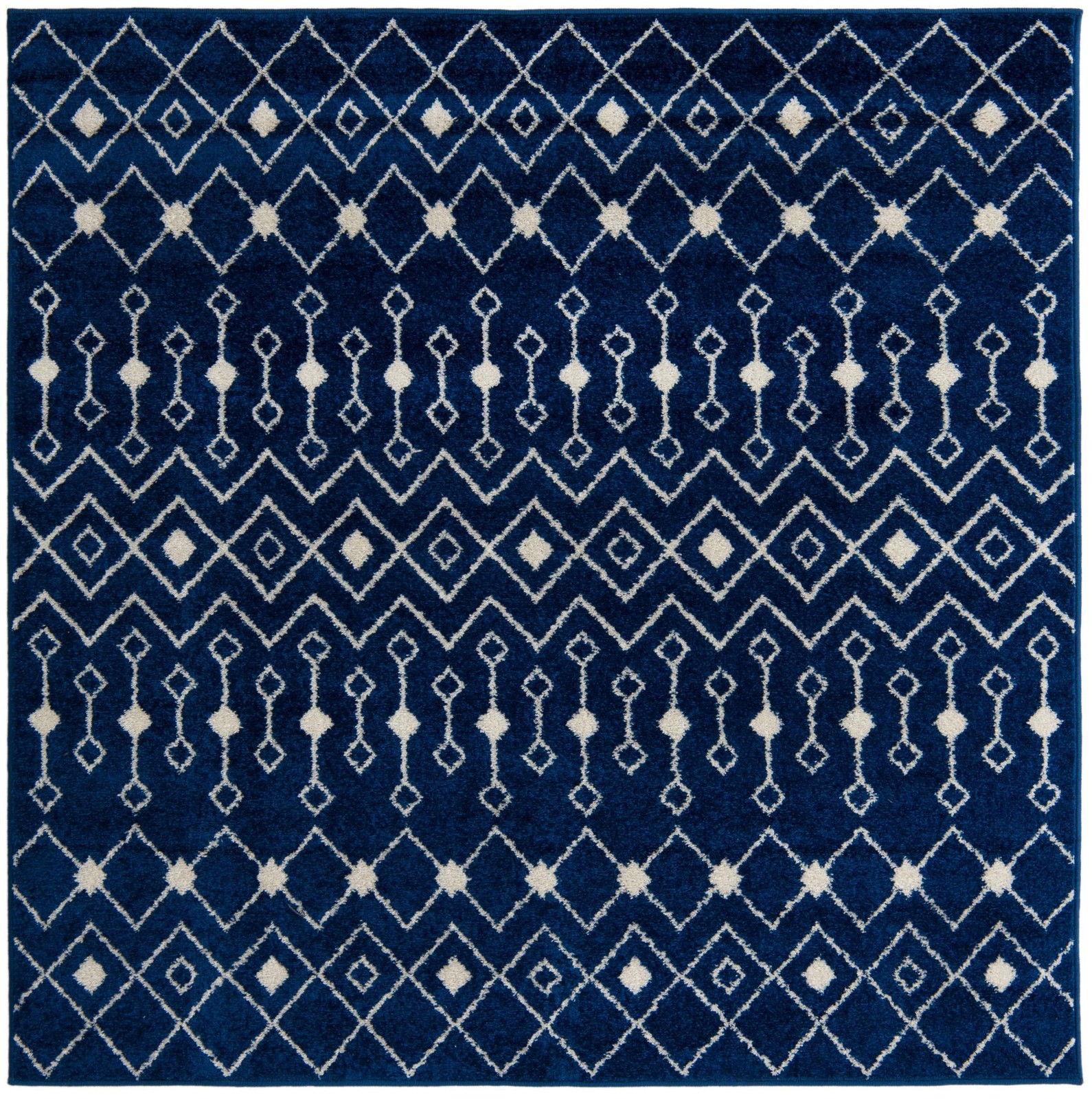 6' x 6' Boswell · Geometric trellis rug, navy and ivory