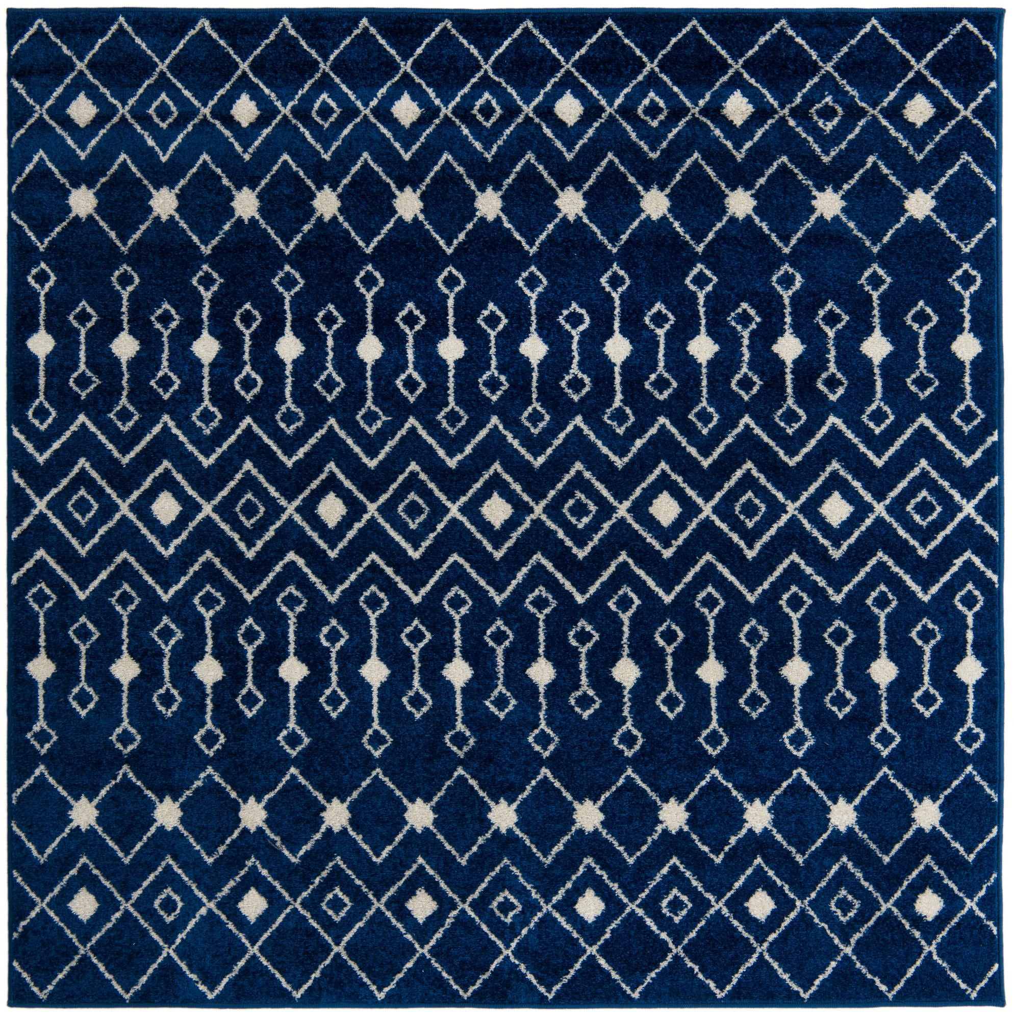 6' x 6' Boswell · Geometric trellis rug, navy and ivory