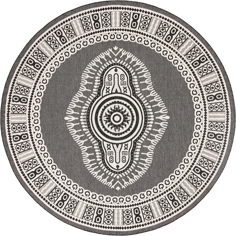 Bainbridge · Border Outdoor Rug, black and white
