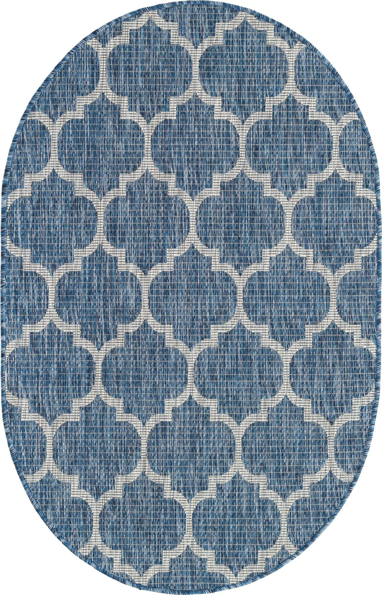 3' x 5' 3 Fanshawe · Lattice Outdoor Rug, navy and ivory