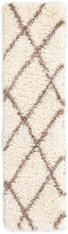 2' x 8' Rockingham · Diamond shag rug, pearl and khaki