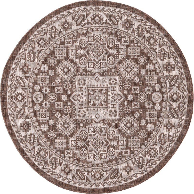 4' x 4' Bellamy · Border Outdoor Rug, brown