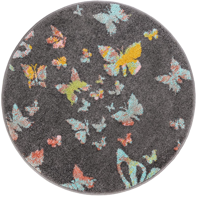 3' 3 x 3' 3 Radcliffe · Pictoral rug, charcoal gray