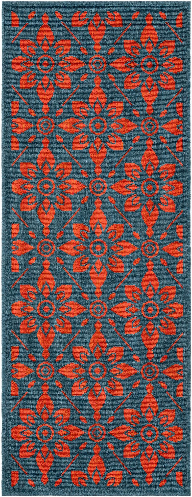 2' x 5' Selwyn · Floral / botanical Outdoor Rug, blue and red