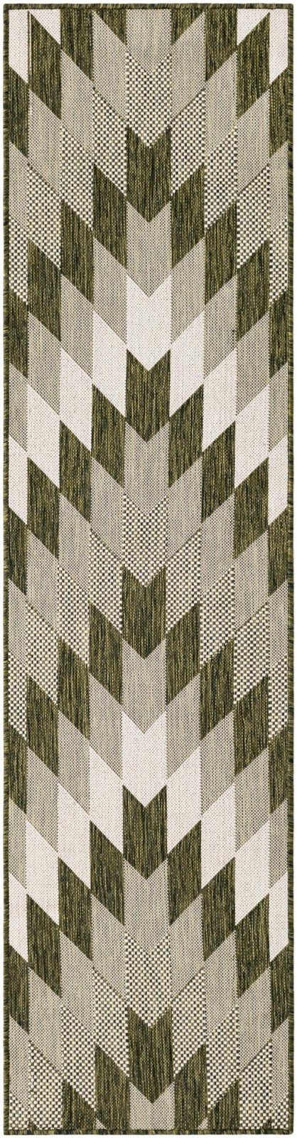 2' x 8' Morrell · Checkered Outdoor Rug, green