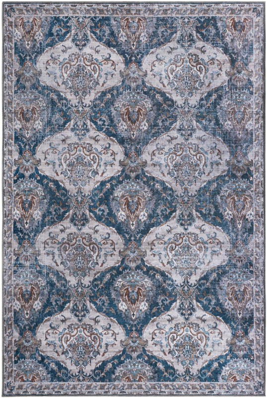 McCall · Damask rug, blue and ivory