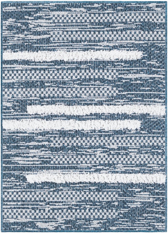 Hornsby · Abstract striped rug, navy and ivory