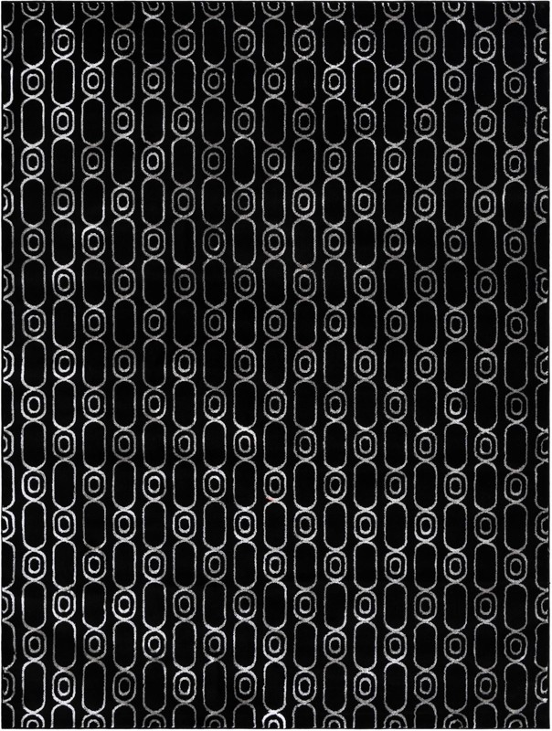 7' 10 x 10' Renwick · Geometric rug, black and silver