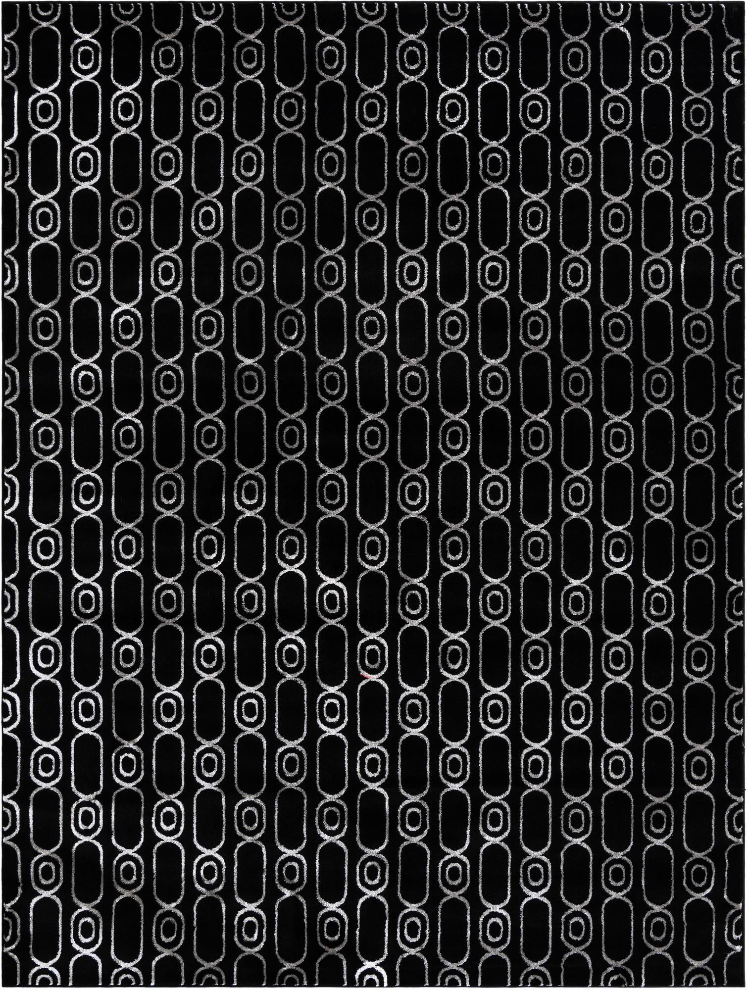 7' 10 x 10' Renwick · Geometric rug, black and silver