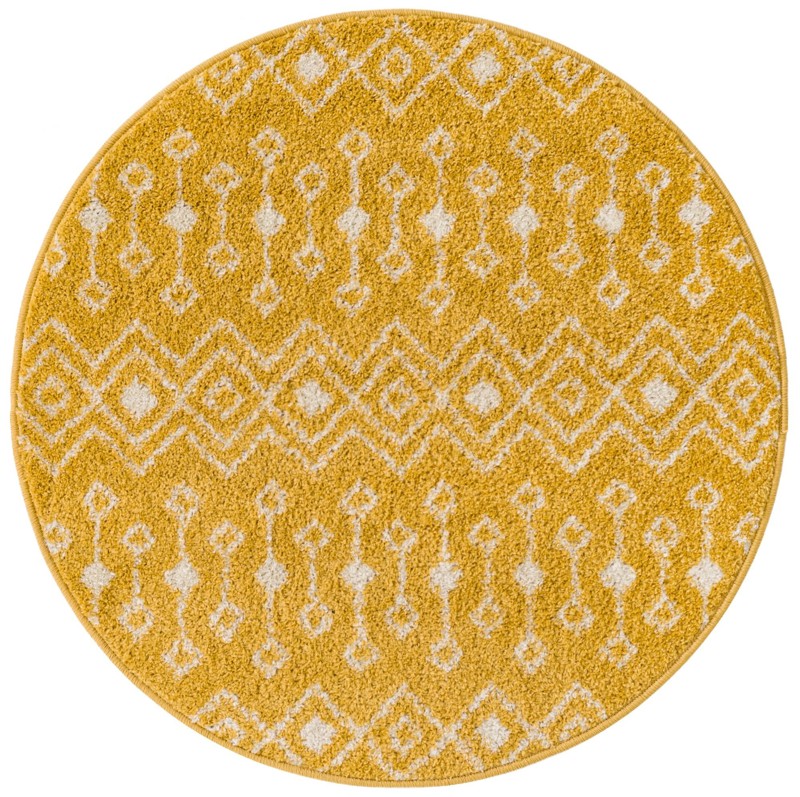 3' 3 x 3' 3 Boswell · Geometric lattice rug, yellow and ivory