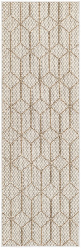 2' x 6' 1 Jasper · Geometric diamond Outdoor Rug, beige and cream