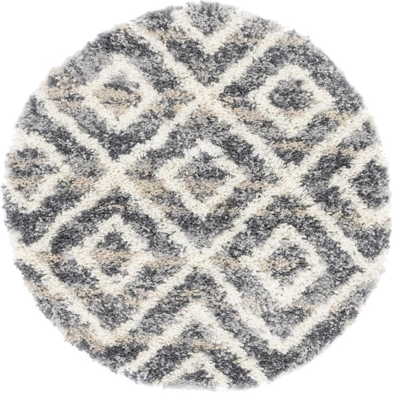 3' 3 x 3' 3 Tunstall · Diamond Shag Rug, gray
