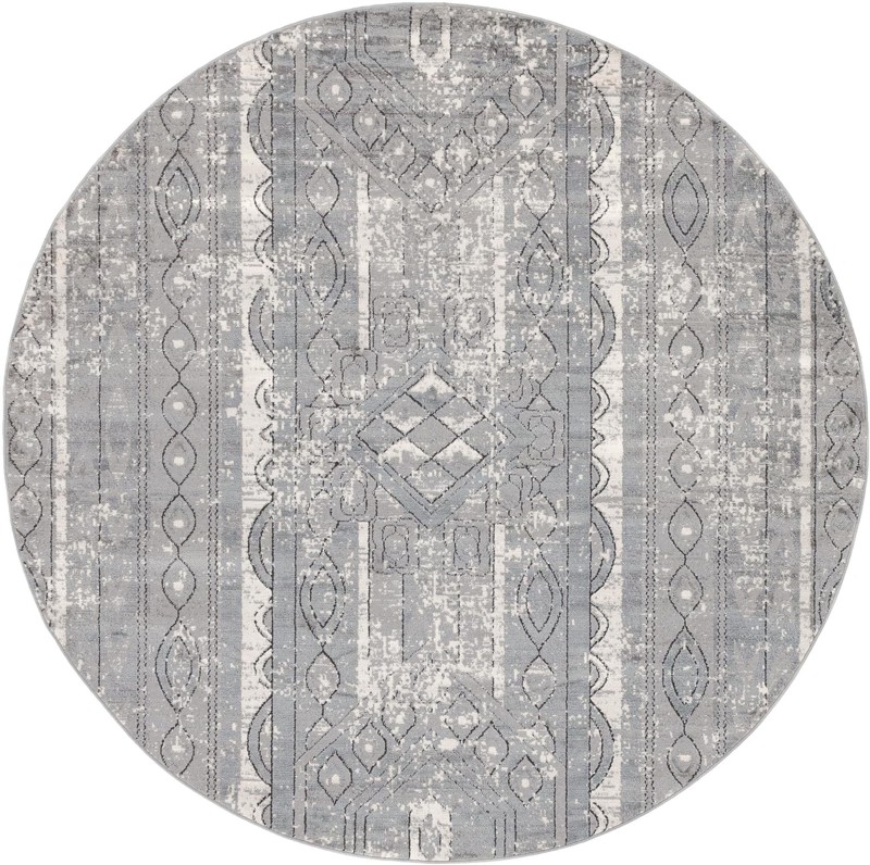 Grouse · Geometric tribal rug, gray and ivory