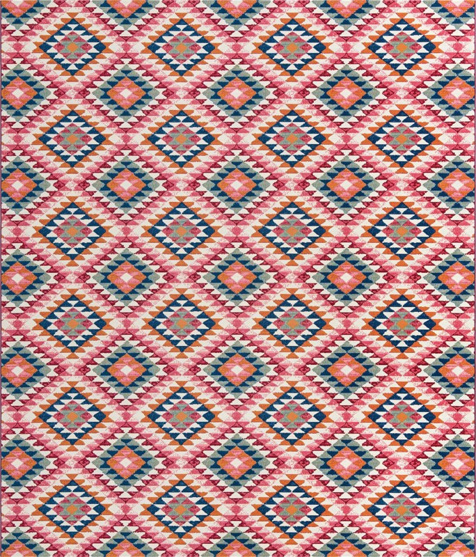 10' x 12' Lomax · Geometric diamond Outdoor Rug, pink and multi